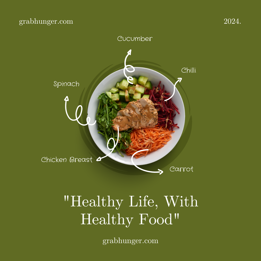 A variety of colorful and appetizing dishes from Grab Hunger, showcasing diverse meal options.